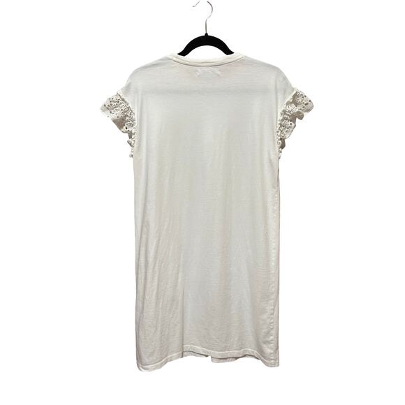 AllSaints White Cotton Trixi Ruffle Sleeve T-Shirt Dress Size Medium - Picture 5 of 7